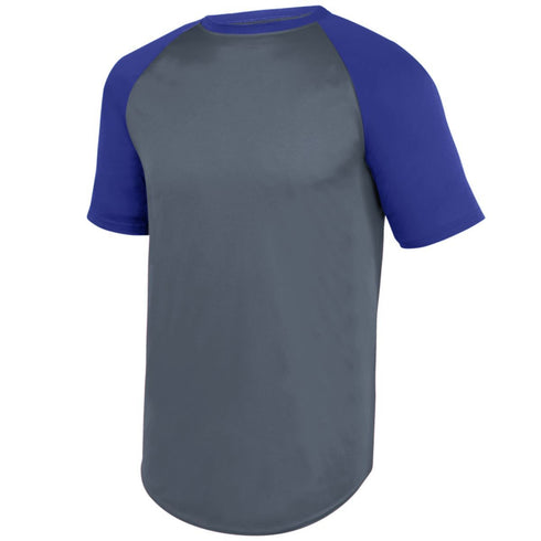 Augusta Sportswear Youth Wicking Short Sleeve Baseball Jersey (1509), Color 'GraphitePurple'